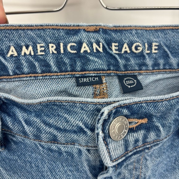American Eagle women’s stretch super High Rise ankle Straight Blue Jeans Sz 12 - Picture 6 of 11